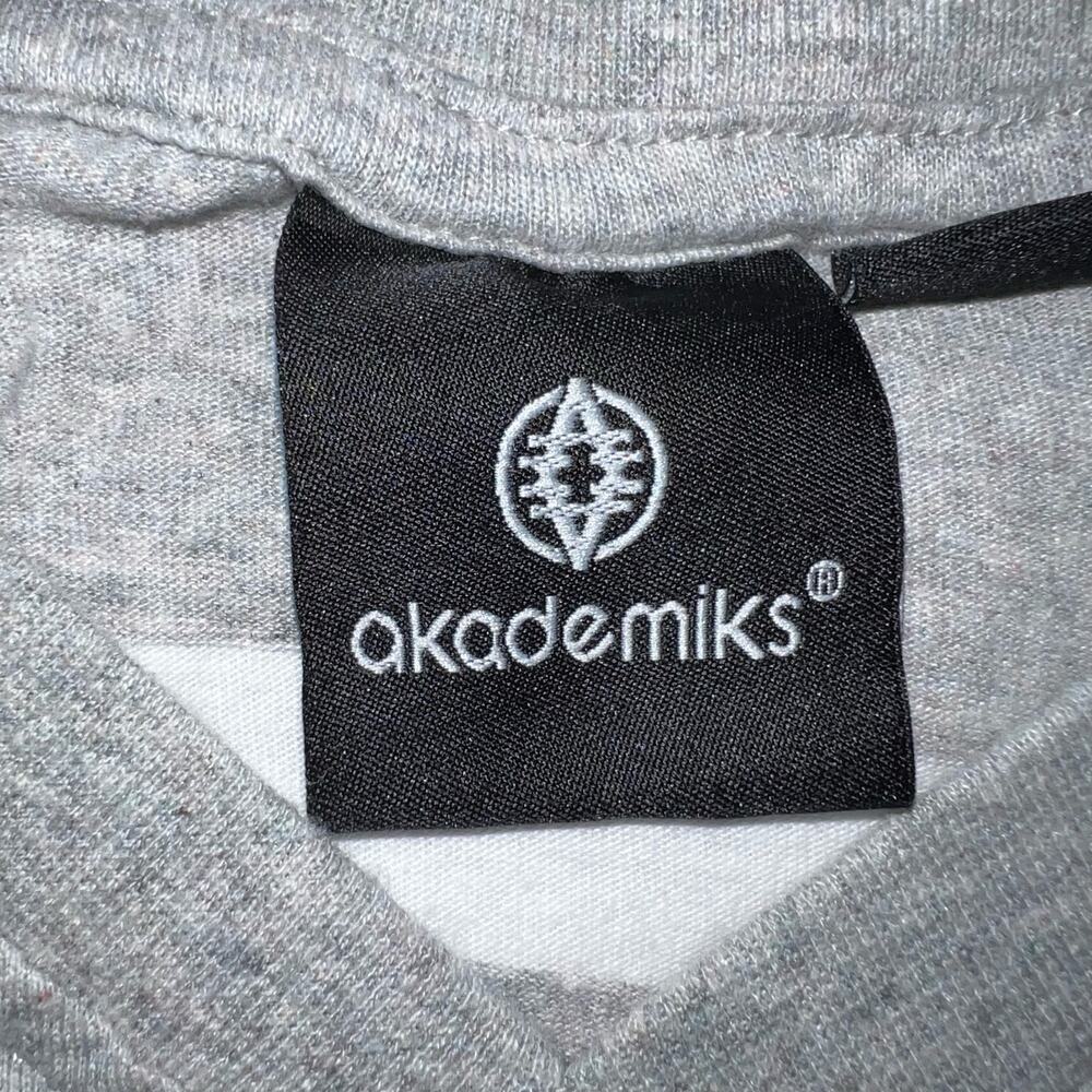 akademiks Mens T Shirt Top Short Sleeve Striped Gray Black White V Neck 3XL - Picture 7 of 10